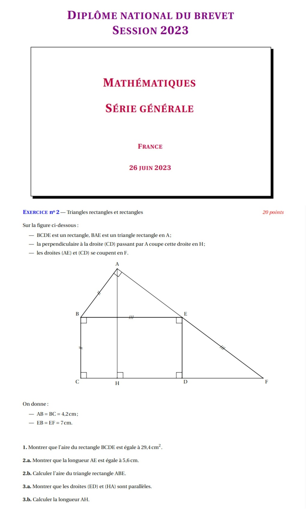 Corrigé Sujet DNB 2023 - Triangle rectangle et rectangle Contro19