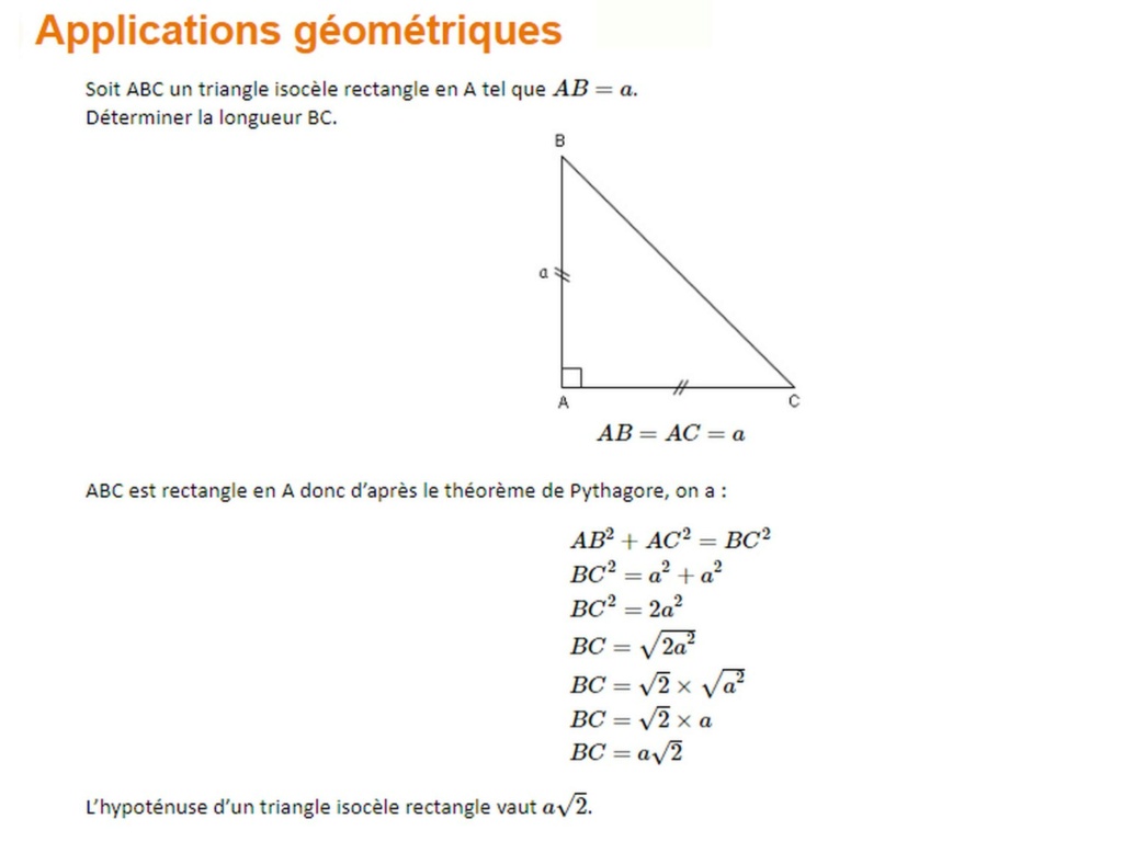 Racines carrées : Applications géométriques Cs01-g10