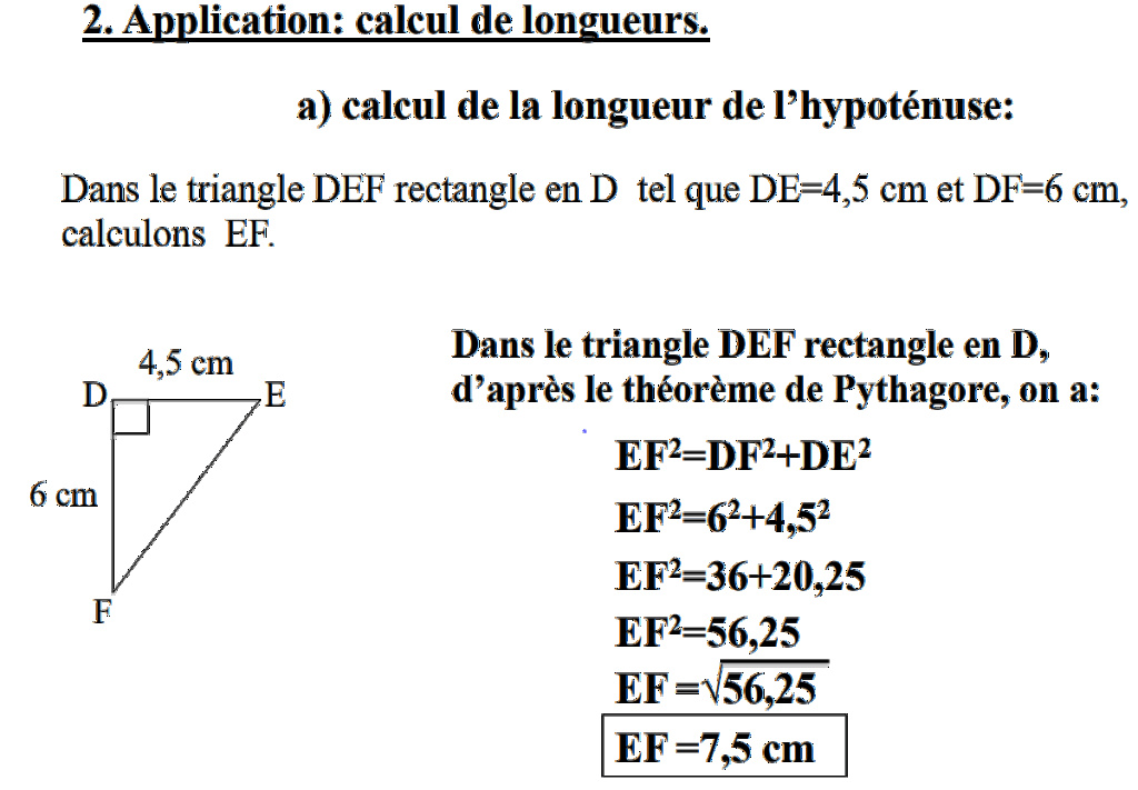 Théorème de Pythagore et sa réciproque : le cours Pythag13
