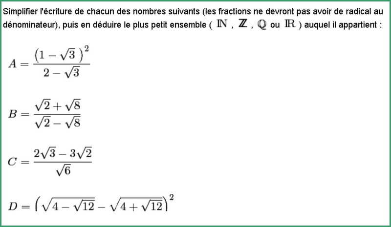 Racines carrées : Exercice N° 1 Racine12