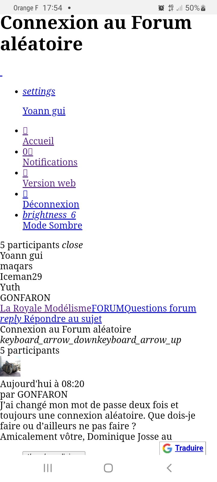 Pourquoi ma connexion au Forum est aléatoire ? Screen43