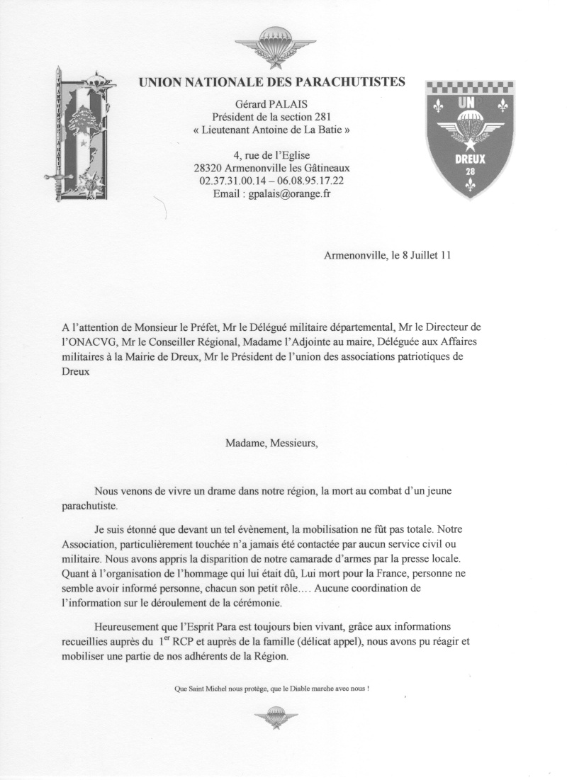 HUGODOT Cyrille 1er RCP - 63e soldat français tué en Afghanistan - 1er Régiment de Chasseurs Parachutistes - Page 7 00110