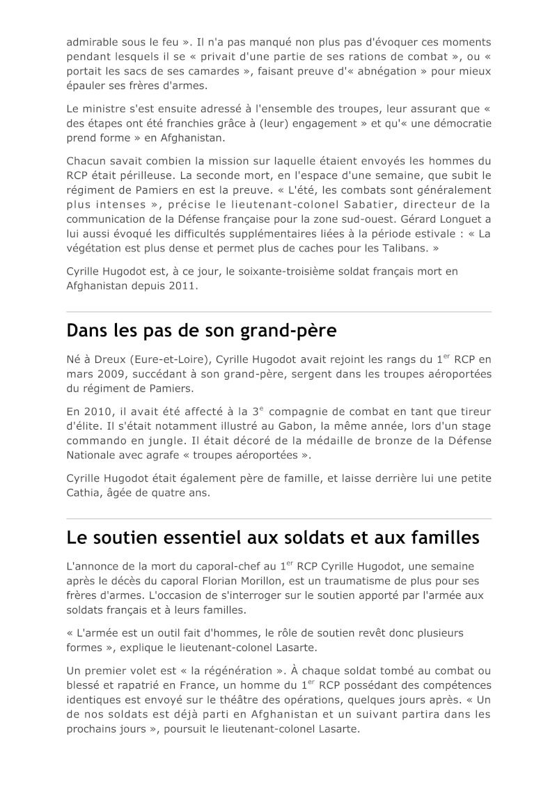HUGODOT Cyrille 1er RCP - 63e soldat français tué en Afghanistan - 1er Régiment de Chasseurs Parachutistes - Page 7 Hommag11