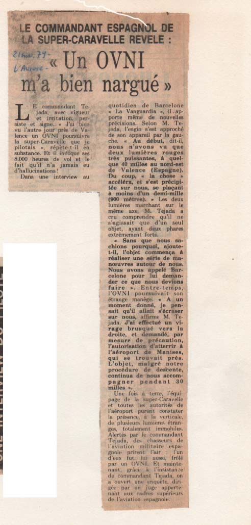 Des OVNI poursuivent une caravelle espagnole (1979) Aurore10