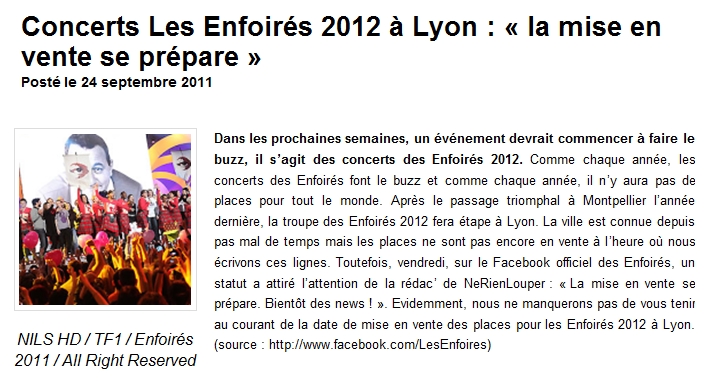 Le bal des Enfoirés  Halle Tony Garnier à Lyon du 01 au 06 février 2012  - Page 2 Enfoir10