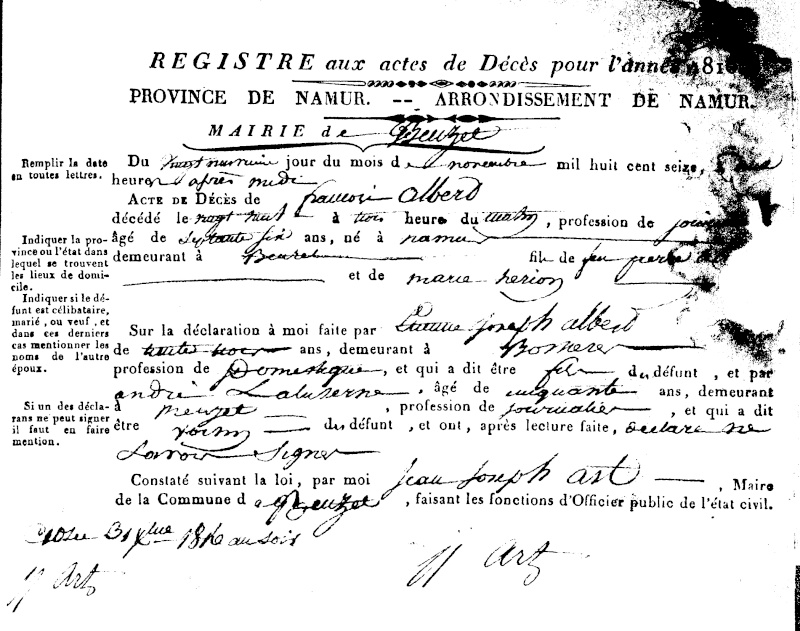 Recherche date du décès de Jean François ALBERT vers 1816  Sf014c10
