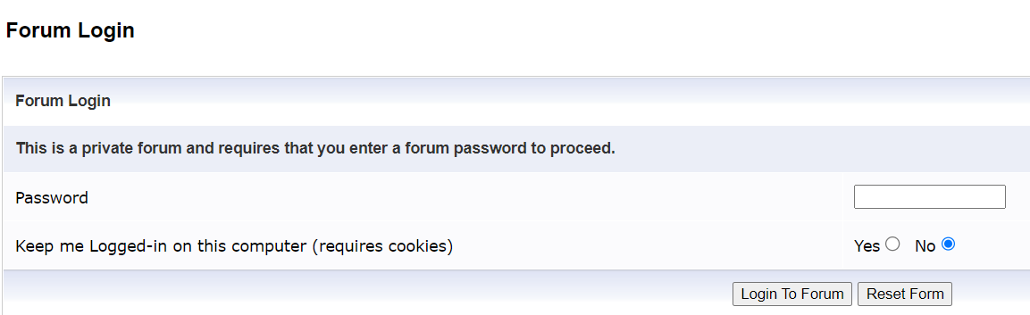 Password Protected Forum 215