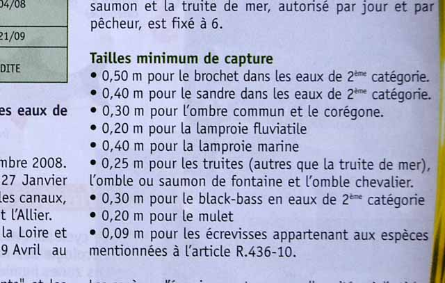 Les tailles légales en France Rivier17