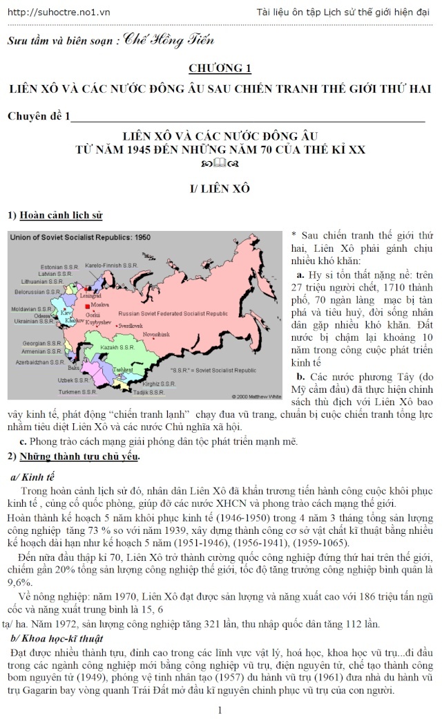 Chuyên đề 1 : Liên Xô và các nước Đông Âu từ năm 1945 đến những năm 70 của thế kỉ XX Image048