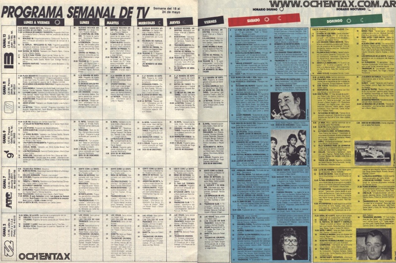 Guia de Programacion de TV(Buenos Aires)-Sabado 18 al Viernes 24 de Mayo de 1985 Progra10