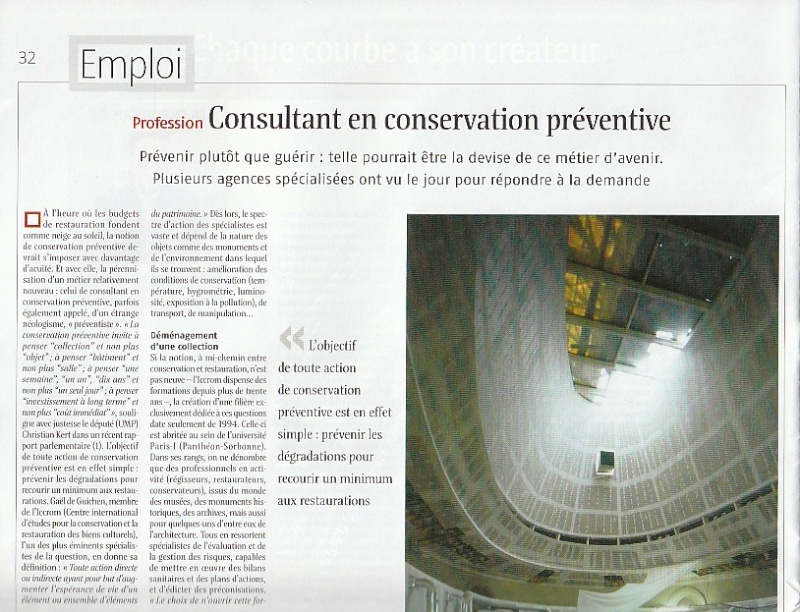 [u]Profession : Consultant en conservation préventive [/u]- Le Journal des Arts n°265 - octobre 2007 Img_0020