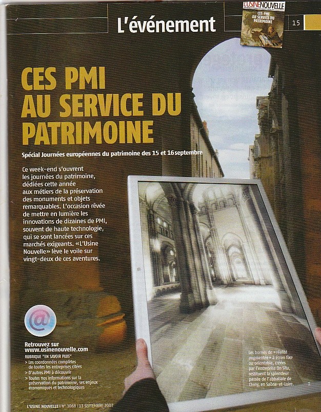 "Ces PMI au service du patrimoine" - L'usine nouvelle - n°3068 - sept.2007 Img_0029