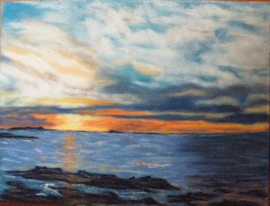 ****COUCHER de soleil et mer**** papier card Pastel15