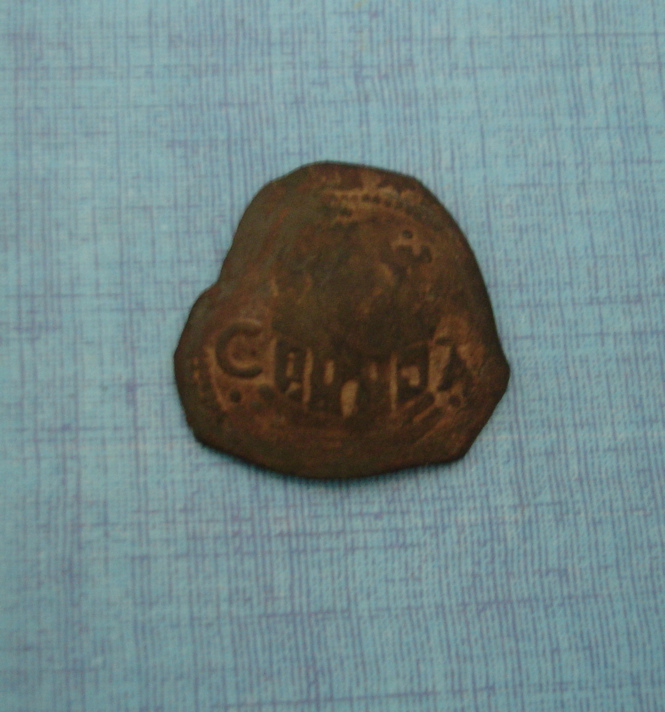 Ochavo  Felipe II (Cu) con resello de IIII m. 1603 (Coruña) Mediev24