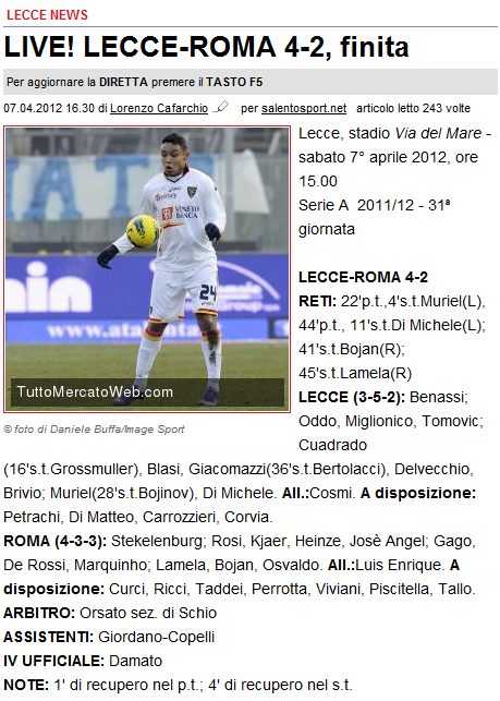 LECCE-ROMA 4-2 (07/04/2012) Cattur32