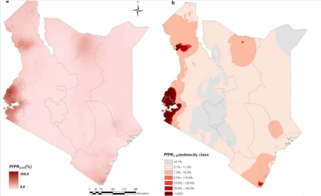Kenya  Mappa della distribuzione della malaria Falcip11