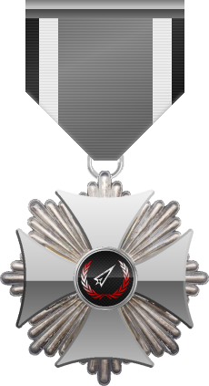 Platinum level of Silver Cross of the Silver Arrows - This award is given to a member who distinguished in a number of Community Events. Platinum level is the fourth of six.