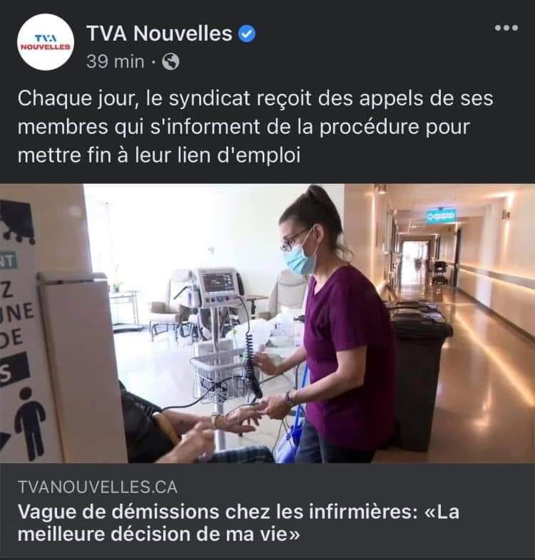 Vague de démissions chez les infirmières du Québec ! 22344710
