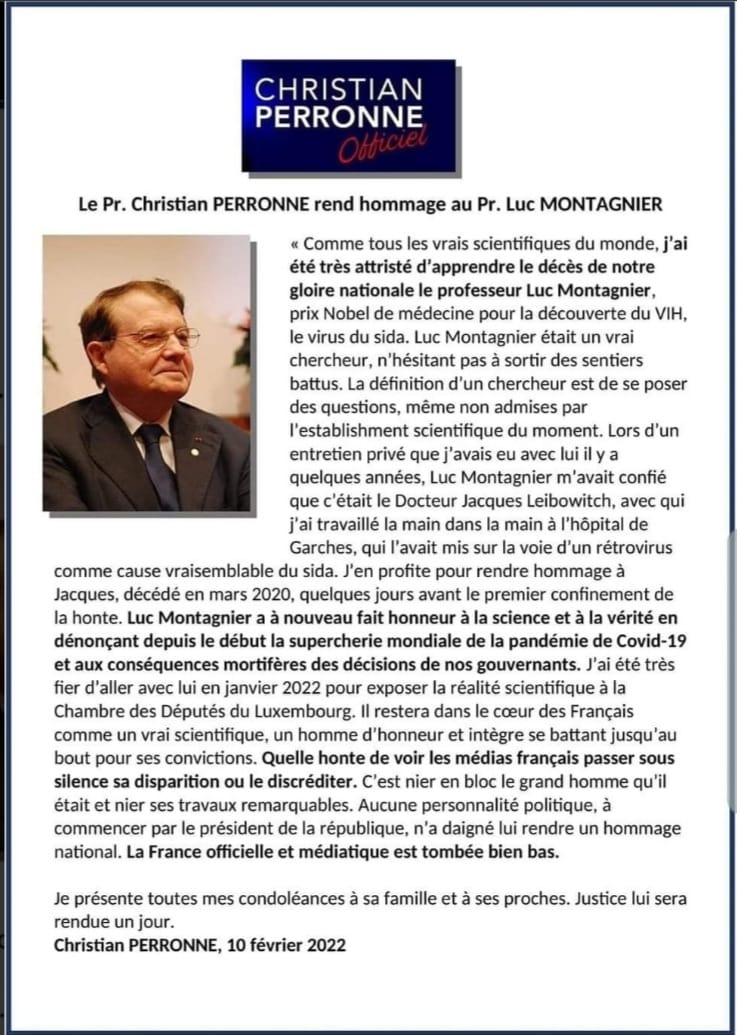 L'éminent Professeur Luc Montagnier s'est éteint le 8 février 2022 ! 27382910