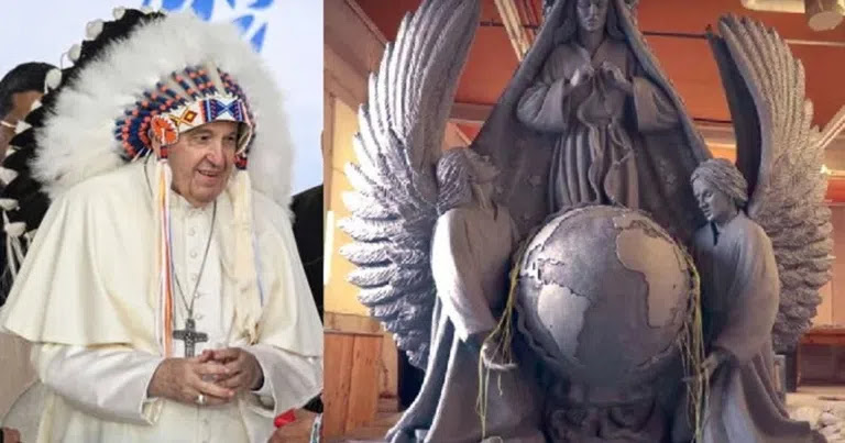 CANADA : Introduction de Rites Autochtones dans une Messe Catholique - En route vers le Satanisme ! Unnam966