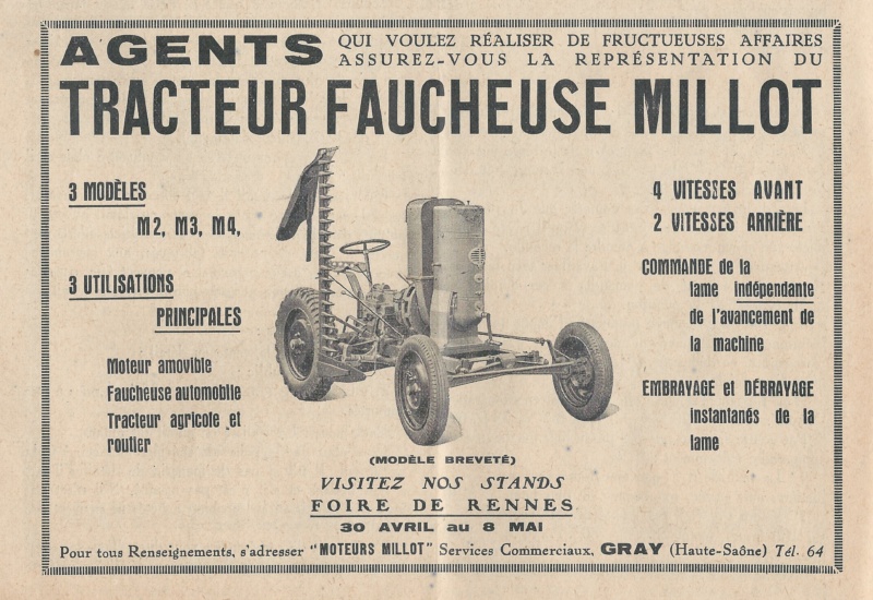 millot - tracteur faucheuse MILLOT 193811
