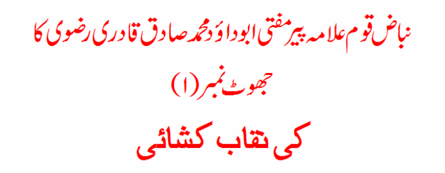  نباض قوم علامہ مفتی پیر محمد صادق قادری رضوی کے جھوٹوں کی نقاب کشائی 2510