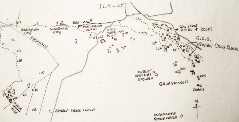 Map Of The Prehistoric Sites Of Ilkley Moor Prehis10