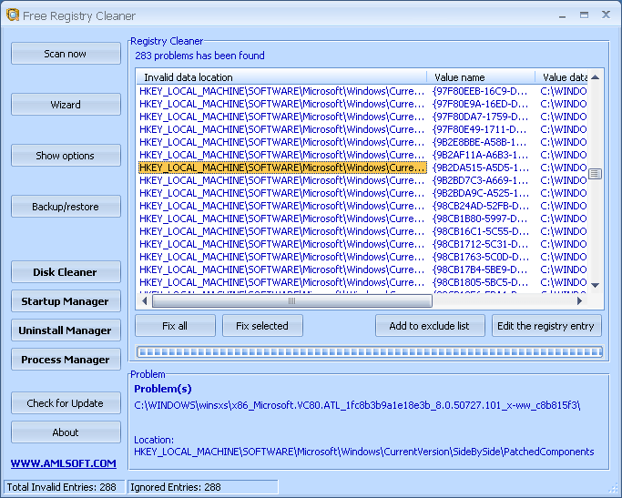 البرنامج الاول في اصلاح مشاكل الجهاز Aml Free Registry Cleaner 4.22 علي أكثر من سيرفر بحجم 2 ميجا فقط 110