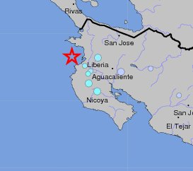 “Quake informe de Flash : Moderada costeras Costa Rica terremoto Costar10