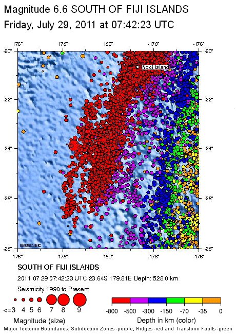 Muy fuerte “profundo” terremoto en el área metropolitana de Fiji Fiji2910