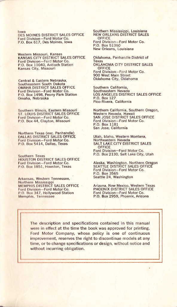 Le manuel du propriétaire enregistré en anglais pour la Mustang 1967, édition Américaine 1967_169