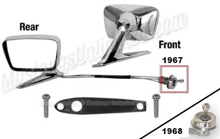 Détail: Rétroviseur gauche à télécommande, différence entre 1967 et 1968 1967_r15