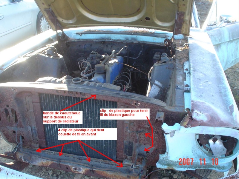Détails : photo devant et cage moteur de Mustang 1967 1968 Devant11