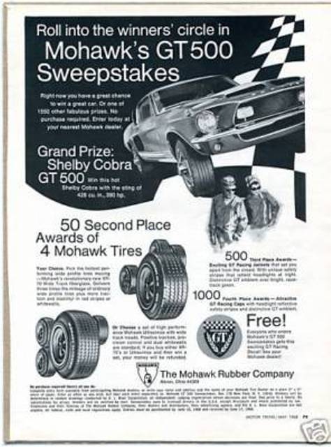 Concours de 1968, pneu Mohawk, gagné une Shelby GT500 1968 Mohauk10