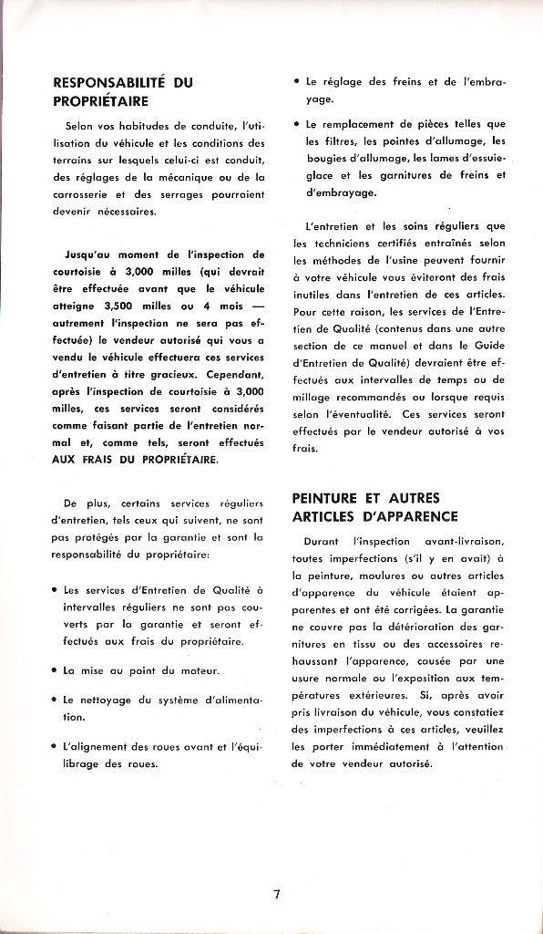 Le manuel du propriétaire enregistré de la Mustang 1967, édition française Québec Mustan20