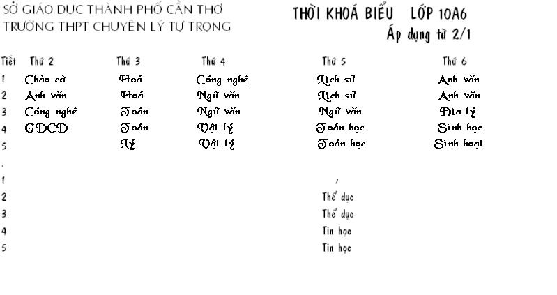 Thời khoá biểu [áp dụng từ 2/1/2012) Tkb1410