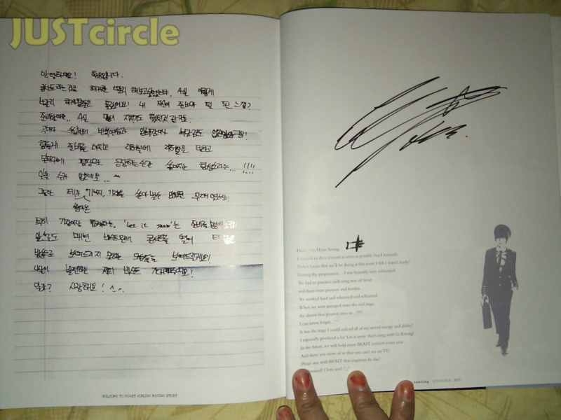 Cartas escritas a mano de el 1st Concert Making Book: Welcome to BEAST airlines Hyunse10