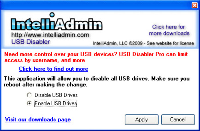 Come bloccare le USB - USB Drive Disabler 2011-010