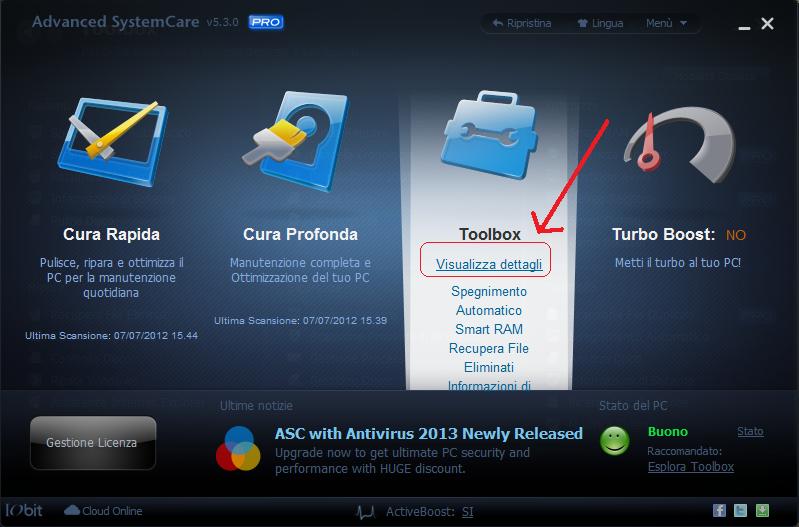 Ottimizzare il gioco sul computer con Advanced SystemCare 5.3 Toolbo10