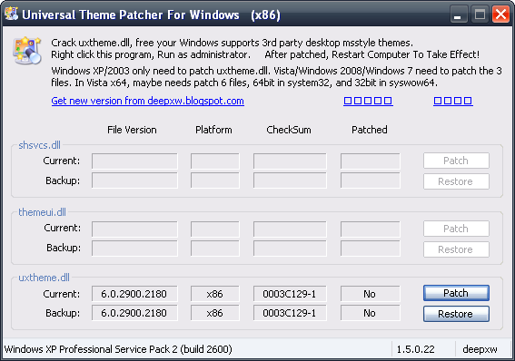 Installare temi liberi su Windows - Universal Theme Patcher Univer10