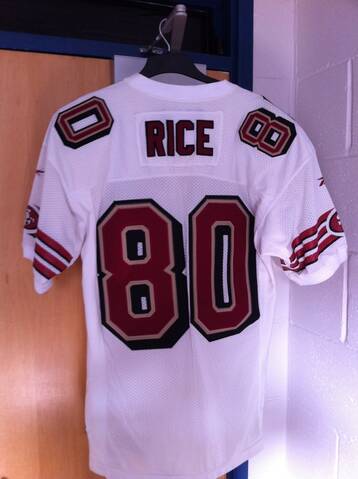 white jerry rice jersey