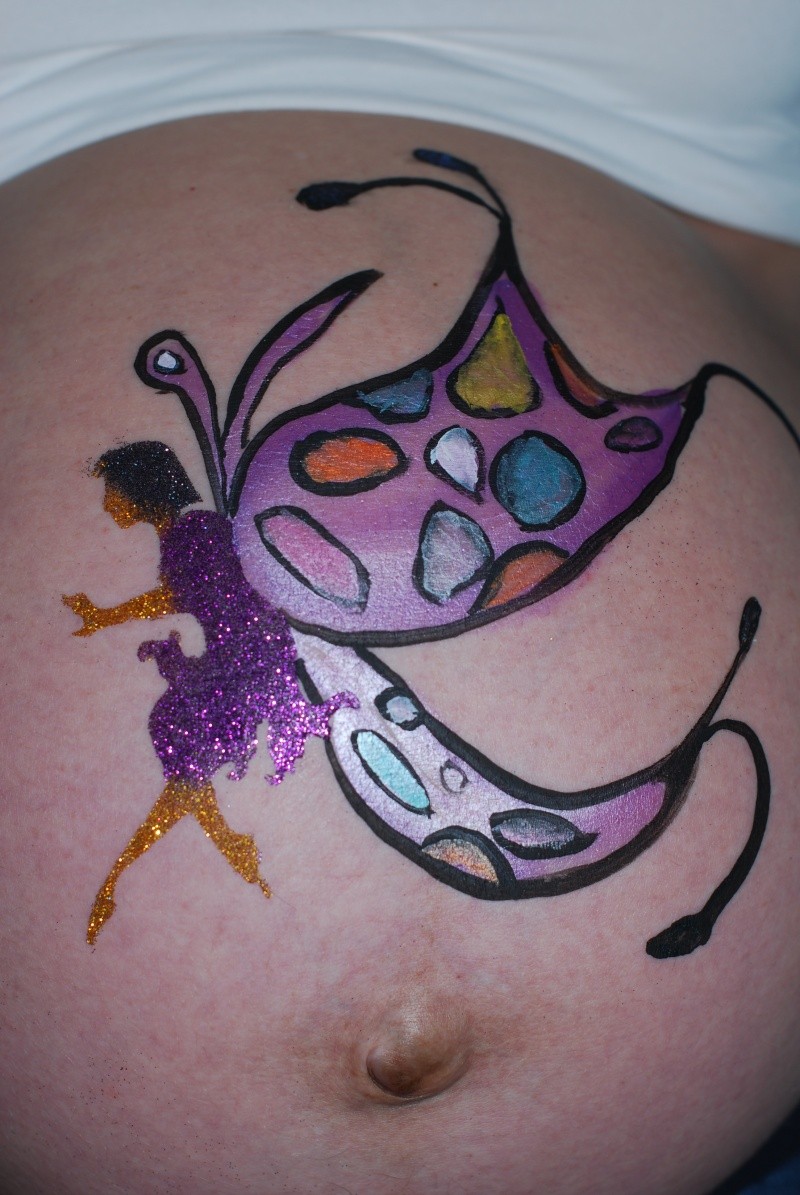 Glitter tattoo wingless fairy on a belly. Dsc_0811