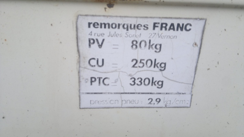 remorque bagagère marque FRANC 44410