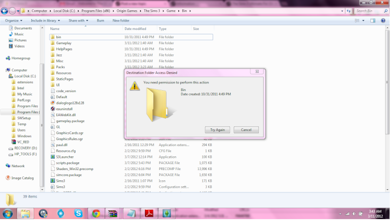I don't have permission to edit the Bin folder?  Untitl10