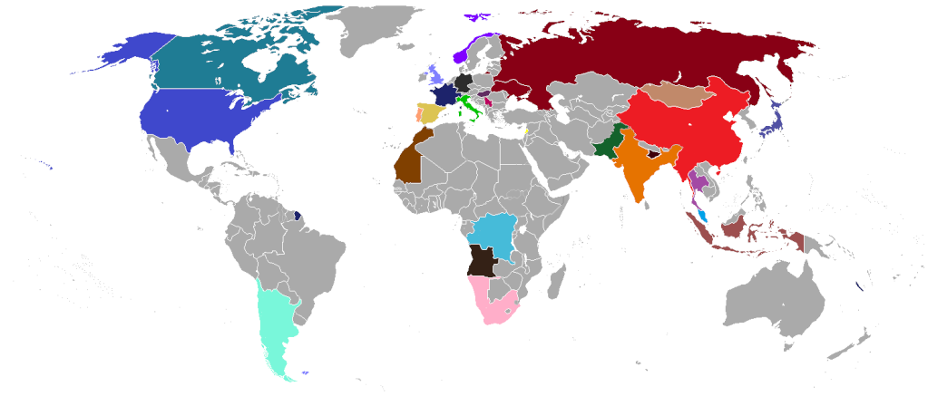 Carte du monde et des pays joués.  Csp_nv20