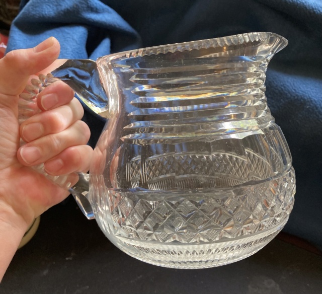 Cut glass jug, unsigned, early Stuart  0742df10