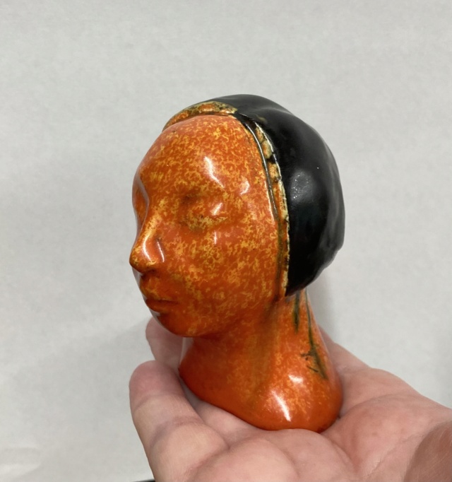 Orange glazed head; 20’s style. Hungarian?  12615510