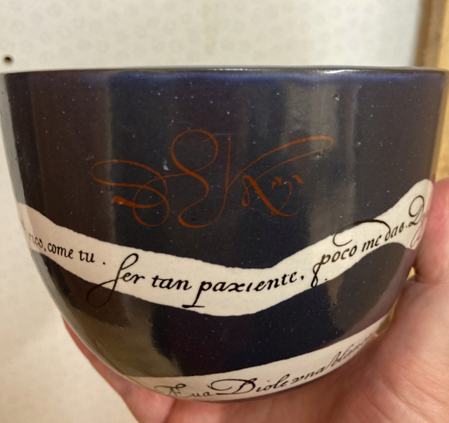 Mystery signed metal bowl with Spanish writing  1997eb10