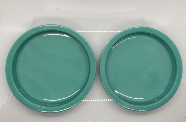 Unmarked turquoise glass trivets (hobnail, Jadeite)  35885310