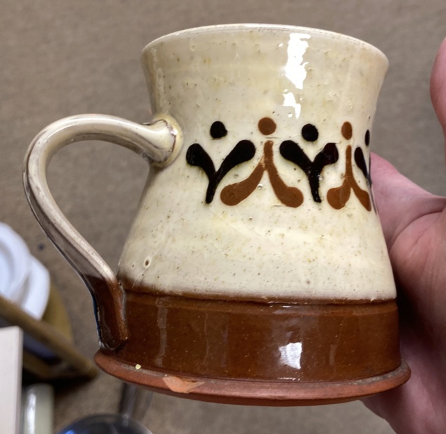 Slipware mugs, W mark  60ce1410
